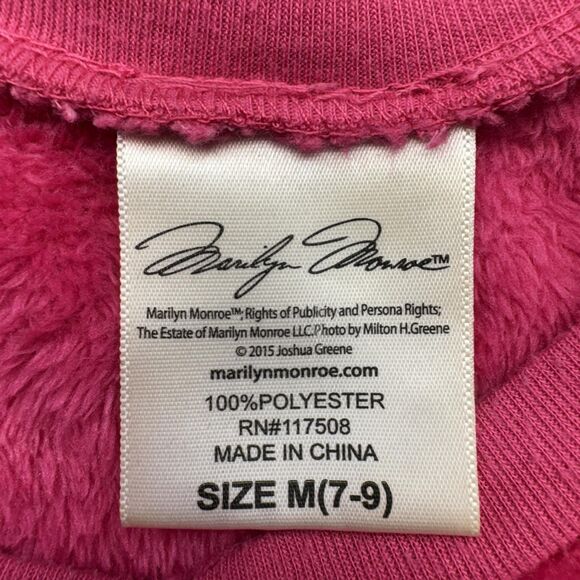 Marilyn Monroe Sweatshirt Womens Medium Pink Fuzzy Fleece Graphic Norma Sweater - Picture 3 of 8